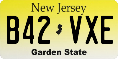 NJ license plate B42VXE