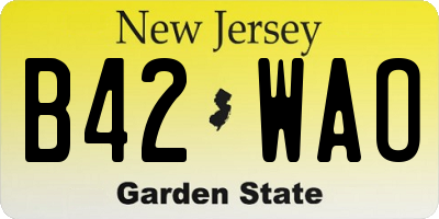 NJ license plate B42WAO