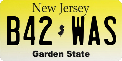 NJ license plate B42WAS