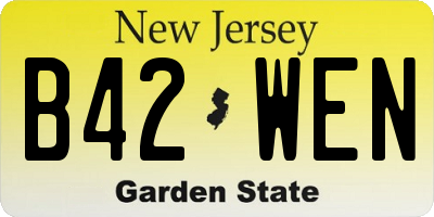NJ license plate B42WEN