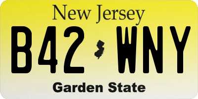 NJ license plate B42WNY