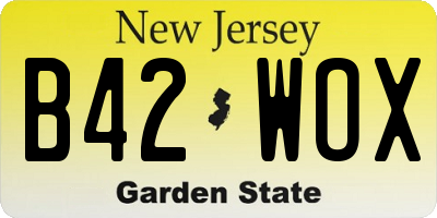 NJ license plate B42WOX