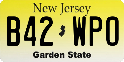 NJ license plate B42WPO