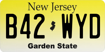 NJ license plate B42WYD