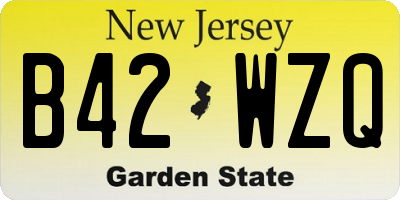 NJ license plate B42WZQ