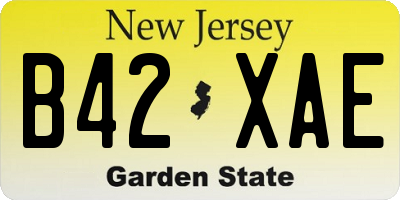 NJ license plate B42XAE