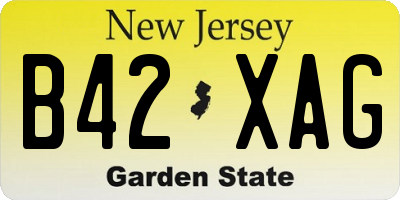 NJ license plate B42XAG