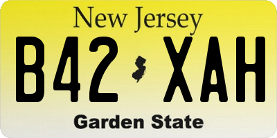 NJ license plate B42XAH