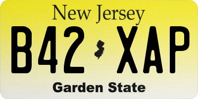 NJ license plate B42XAP