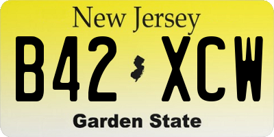NJ license plate B42XCW