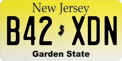 NJ license plate B42XDN