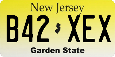 NJ license plate B42XEX