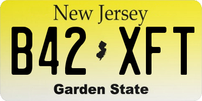 NJ license plate B42XFT