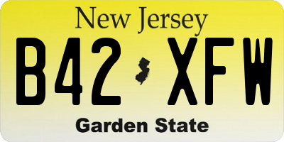 NJ license plate B42XFW