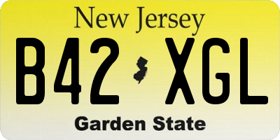 NJ license plate B42XGL