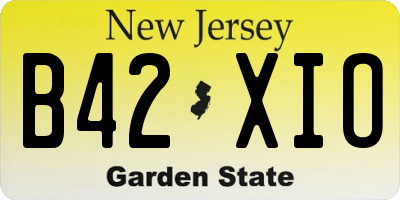 NJ license plate B42XIO