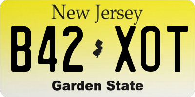 NJ license plate B42XOT