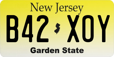 NJ license plate B42XOY