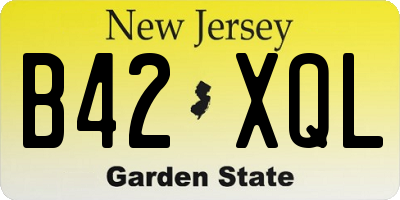 NJ license plate B42XQL