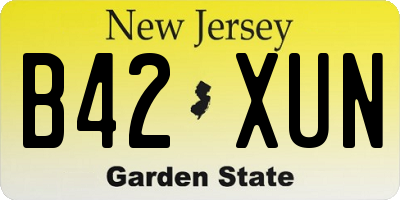 NJ license plate B42XUN