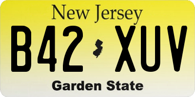 NJ license plate B42XUV