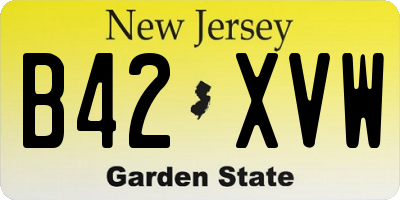 NJ license plate B42XVW