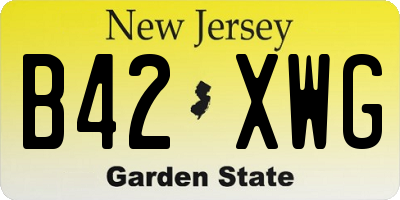 NJ license plate B42XWG