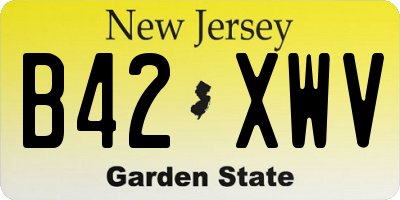 NJ license plate B42XWV