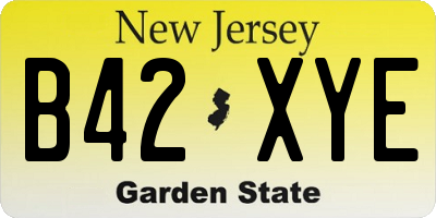 NJ license plate B42XYE