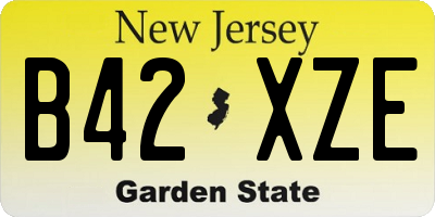 NJ license plate B42XZE