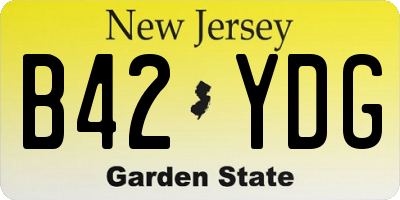 NJ license plate B42YDG