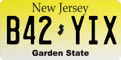 NJ license plate B42YIX