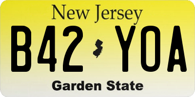 NJ license plate B42YOA