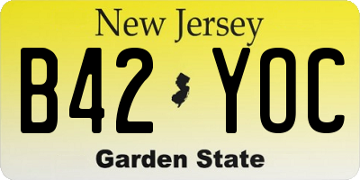 NJ license plate B42YOC