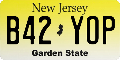 NJ license plate B42YOP