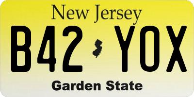 NJ license plate B42YOX