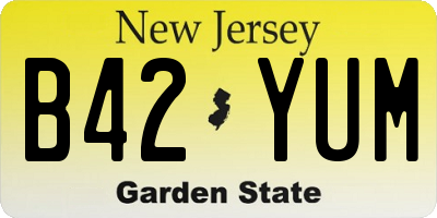 NJ license plate B42YUM