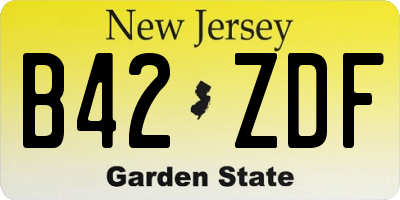 NJ license plate B42ZDF