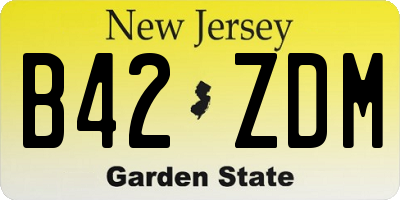 NJ license plate B42ZDM
