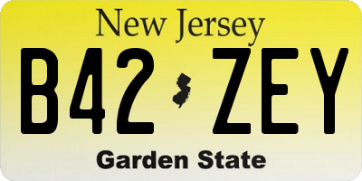 NJ license plate B42ZEY