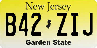 NJ license plate B42ZIJ