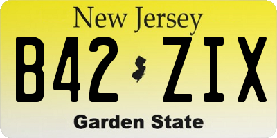 NJ license plate B42ZIX
