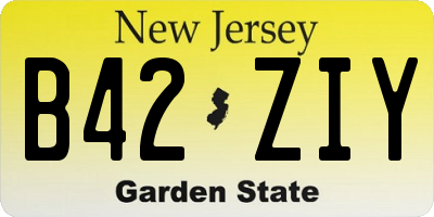 NJ license plate B42ZIY