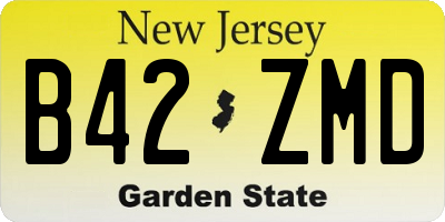 NJ license plate B42ZMD