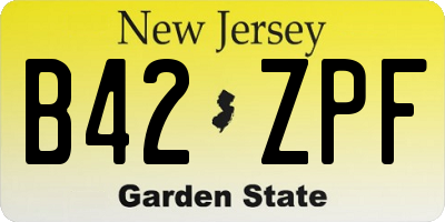 NJ license plate B42ZPF
