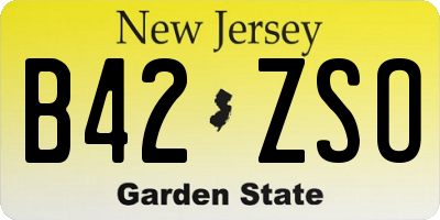 NJ license plate B42ZSO