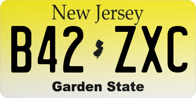 NJ license plate B42ZXC