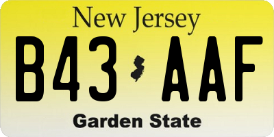 NJ license plate B43AAF