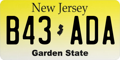 NJ license plate B43ADA
