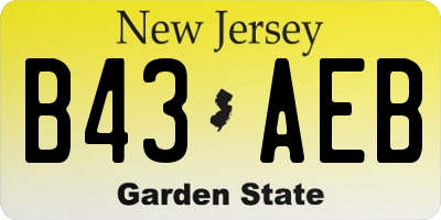 NJ license plate B43AEB